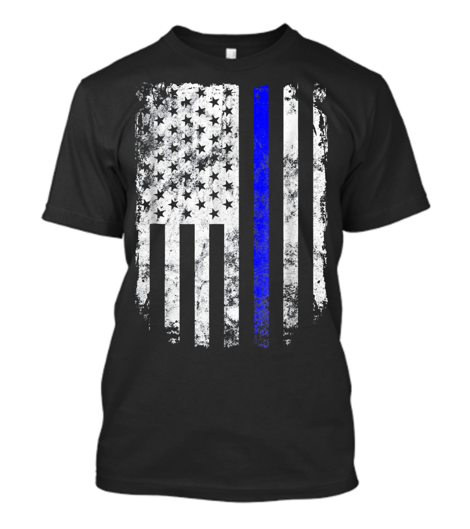 Thin Blue Line Distressed American USA Flag T-Shirt