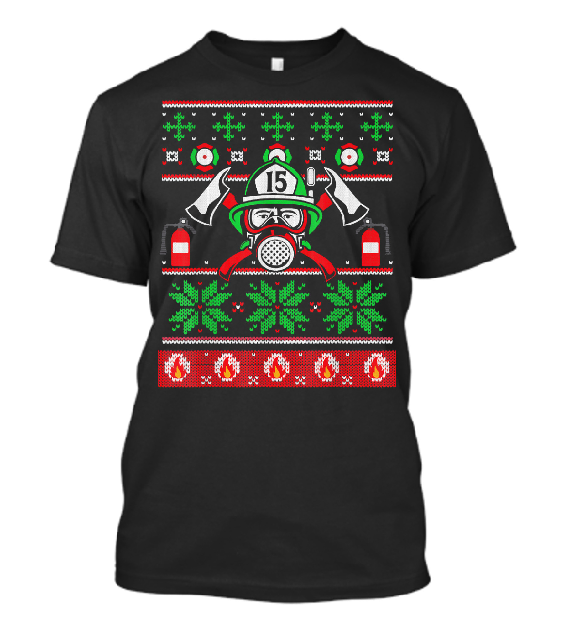 Firefighter Ugly Christmas Sweater Design 15 Brigade T-Shirt