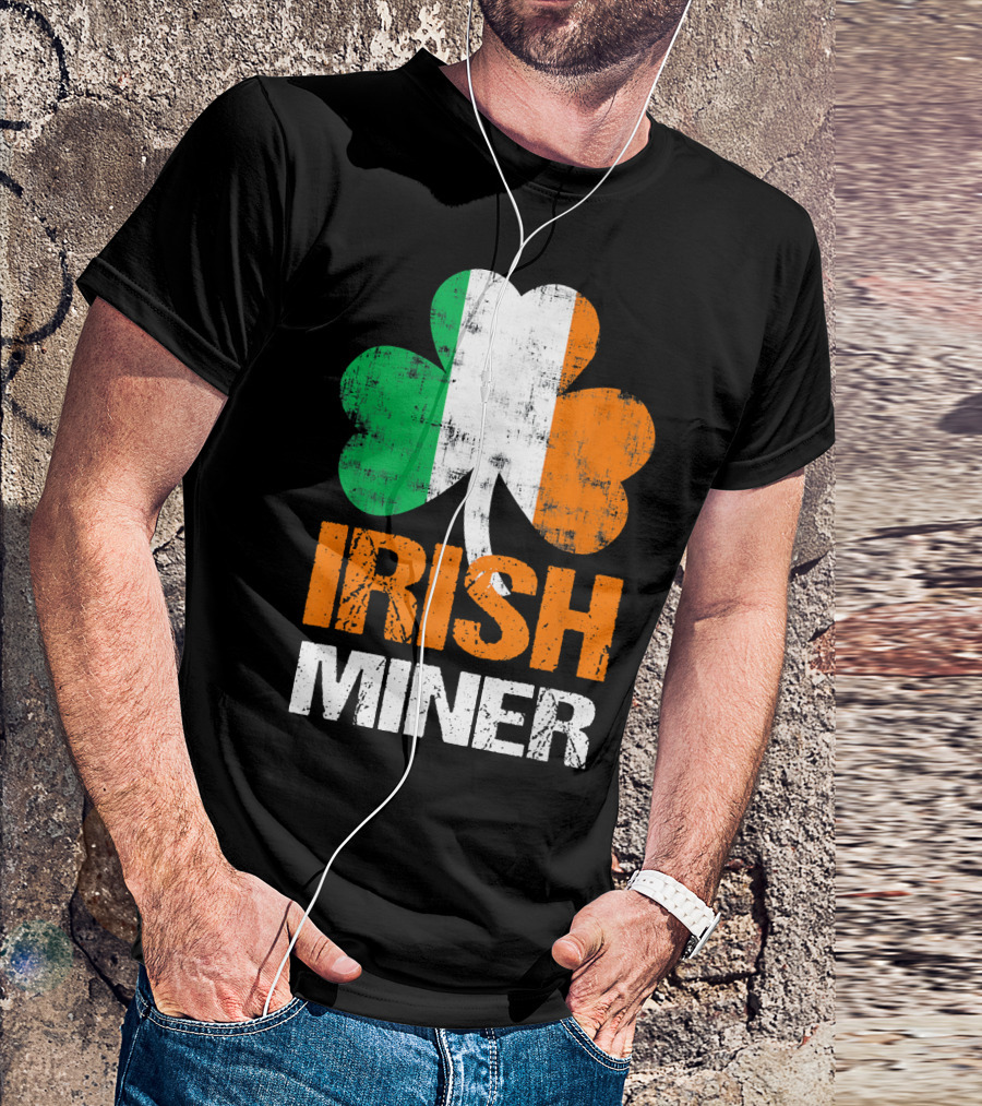 Irish Miner Shamrock Clover With St. Patricks Colors T-Shirt