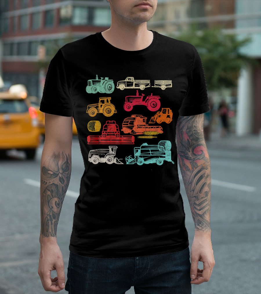 Tractor Toddler Farm Machine Colorful Vehicles T-Shirt