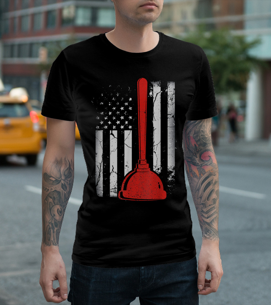 Vintage American Flag Plunger T-Shirt