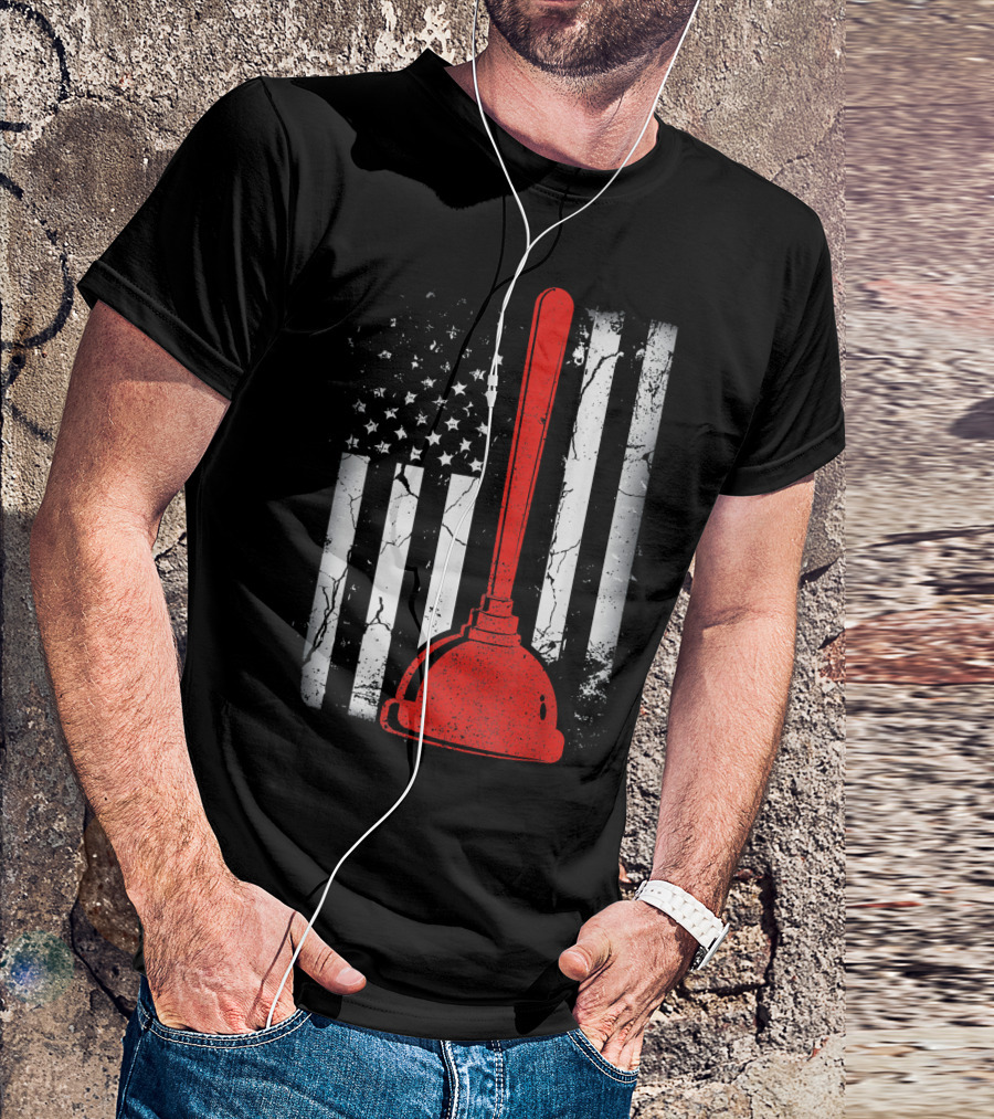 Vintage American Flag Plunger T-Shirt