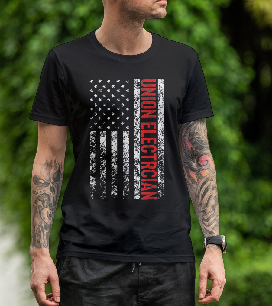 Union Electrician American Flag T-Shirt