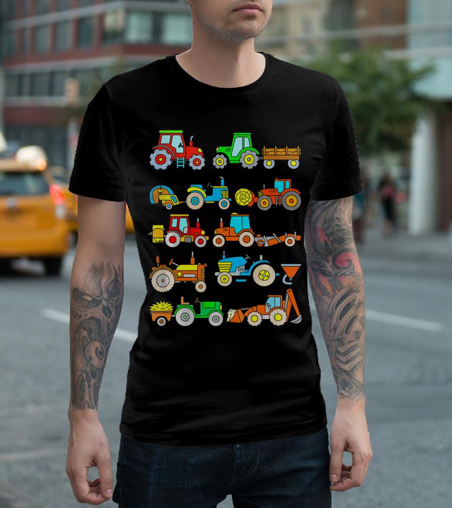Tractor Toddler Farm Vehicles Bright Tractor Collection T-Shirt