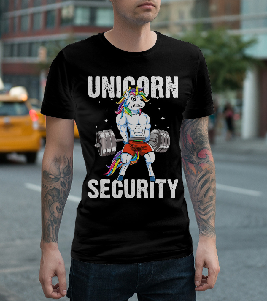 Unicorn Security Funny Costume Weightlifting Police Me T-Shirt