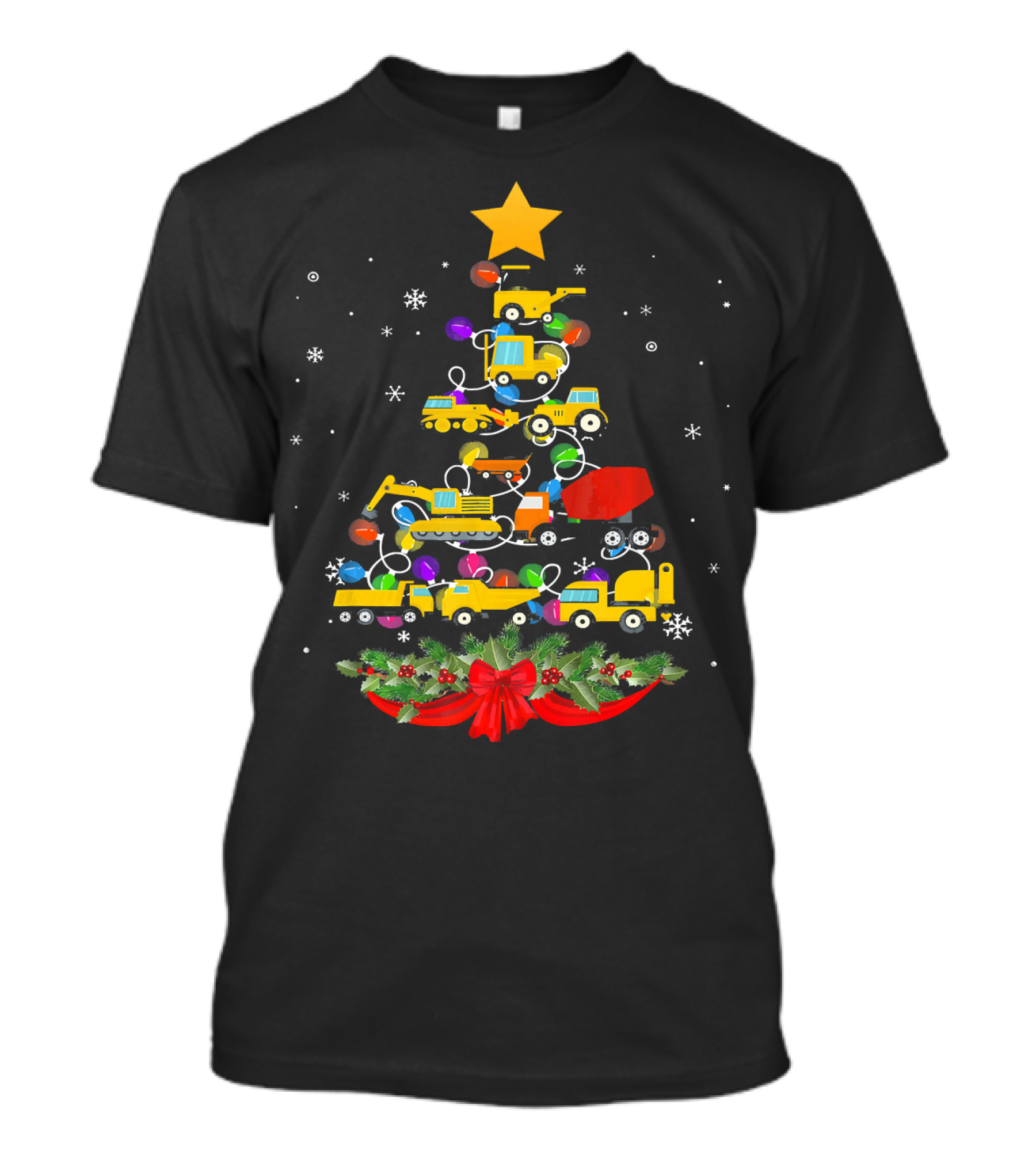 Tractor Christmas Tree Holiday Toy Construction Vehicles T-Shirt