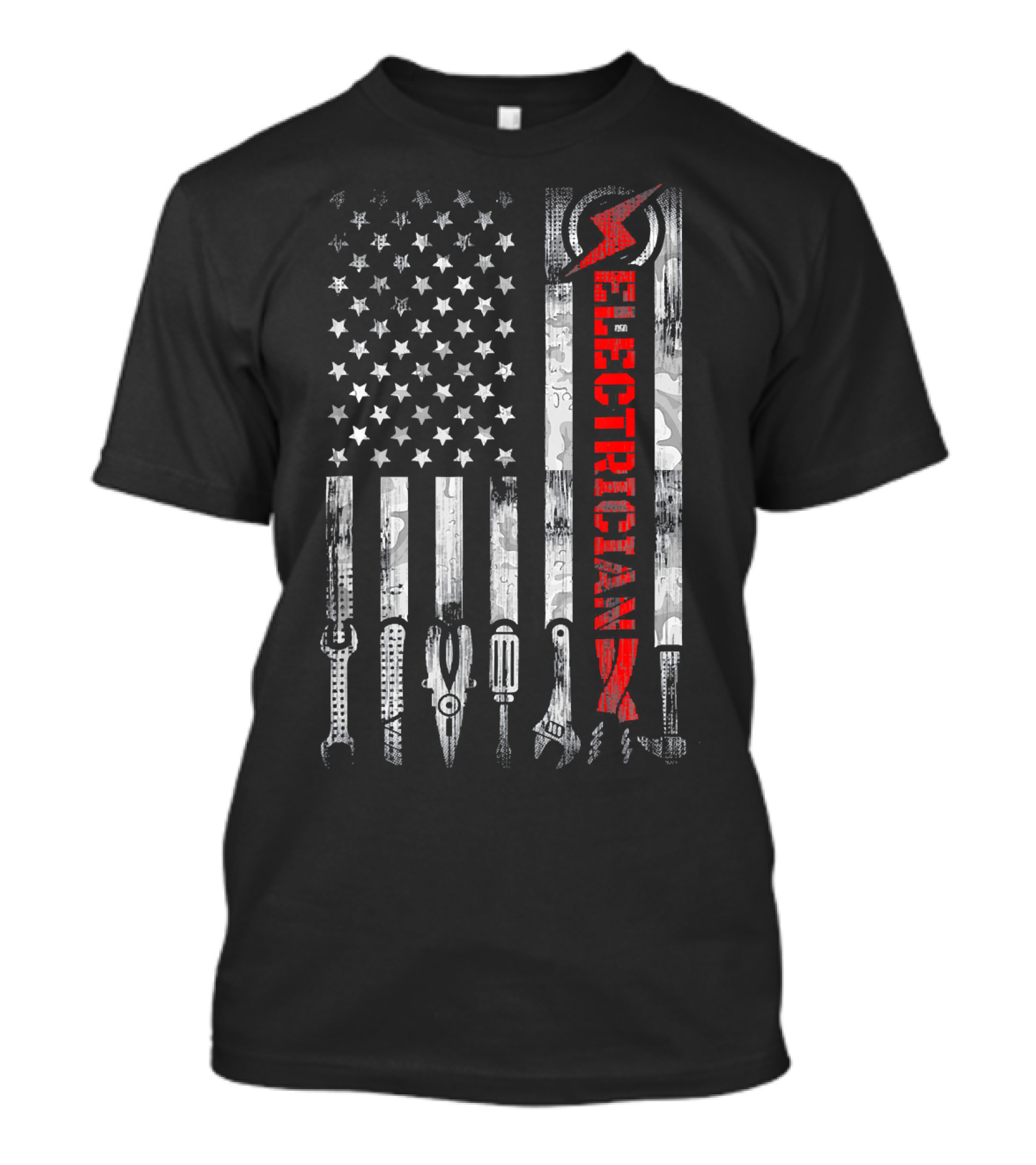 Vintage Electrician Tools American Flag T-Shirt