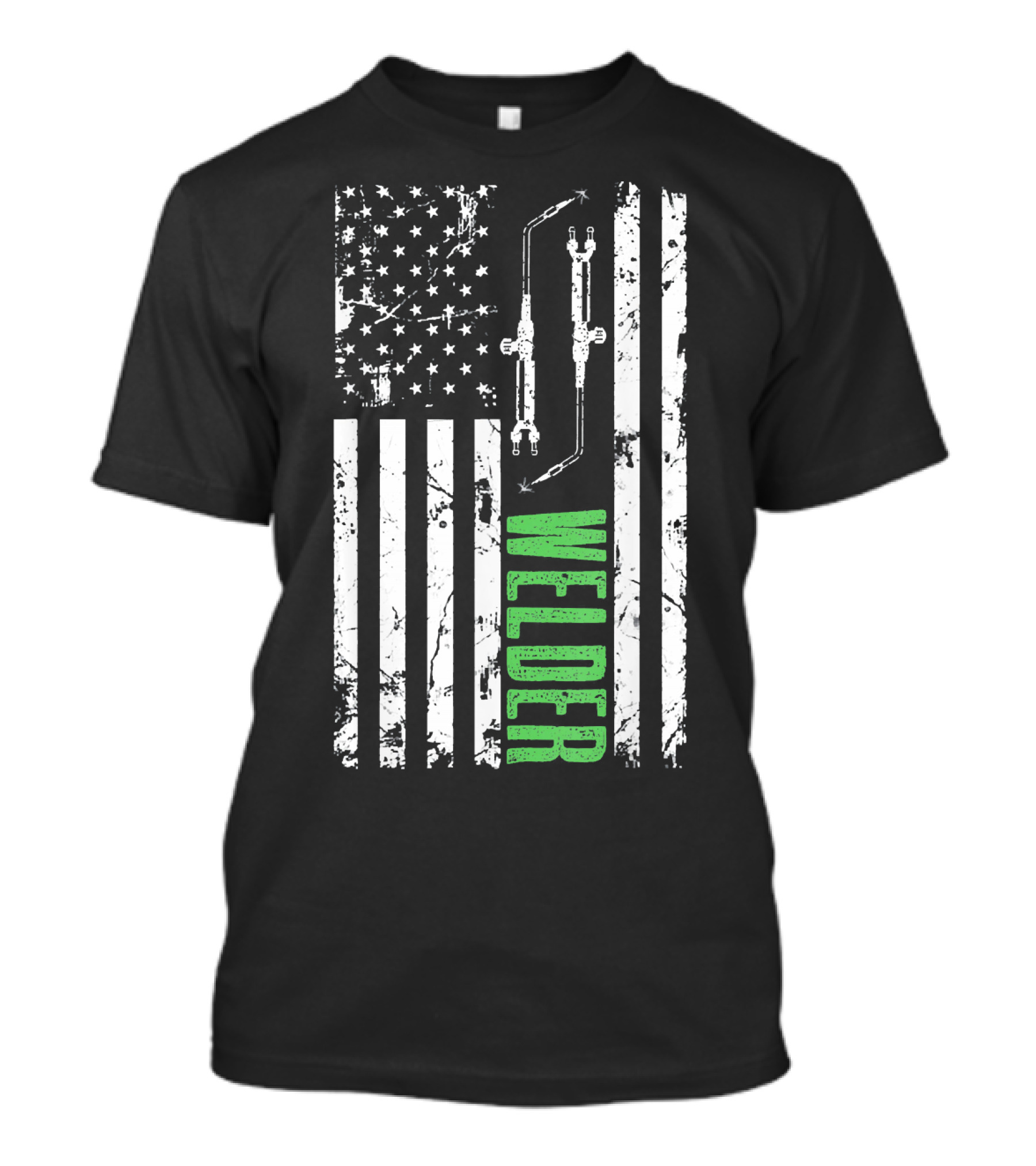 US Flag Welder Patriotic Design With Torch And Stars T-Shirt