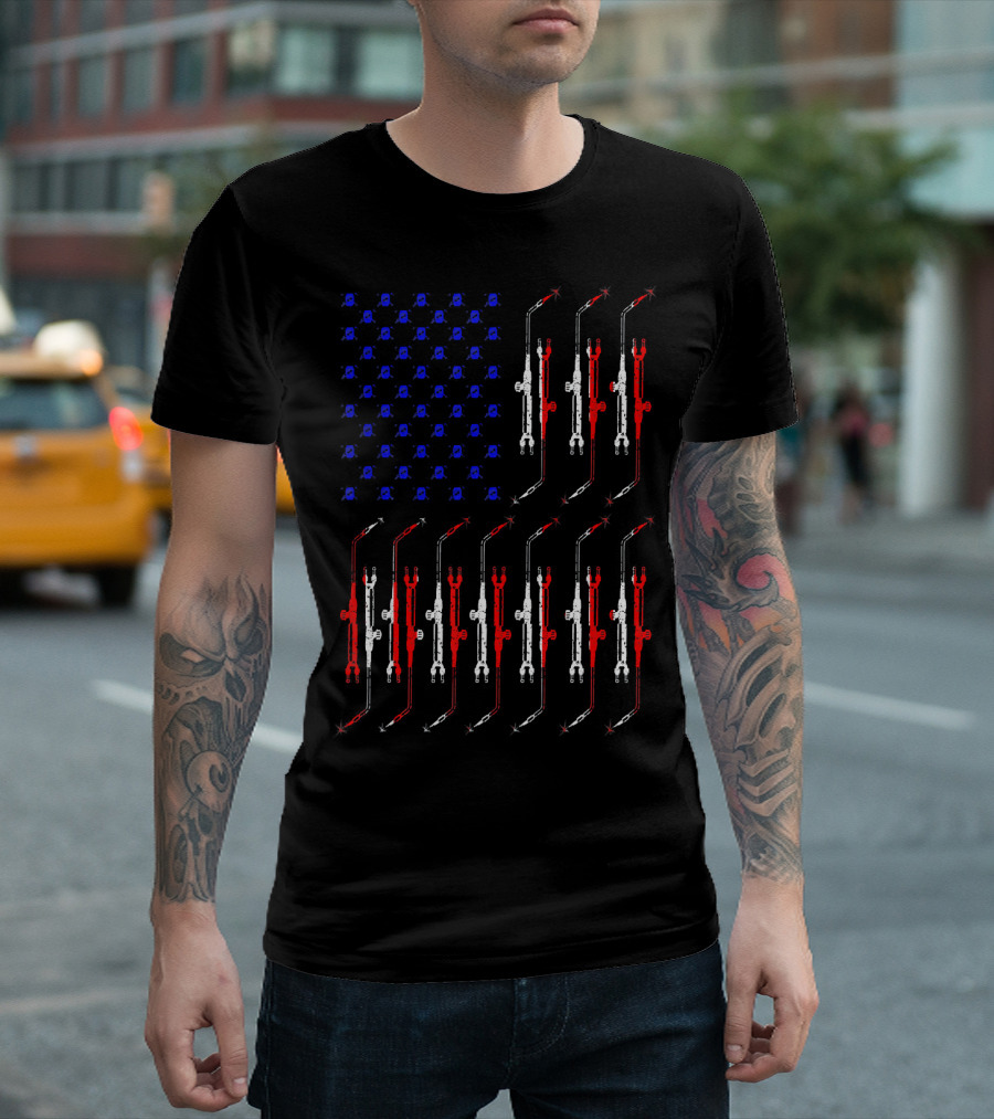 Patriotic American Flag Welding Torch T-Shirt