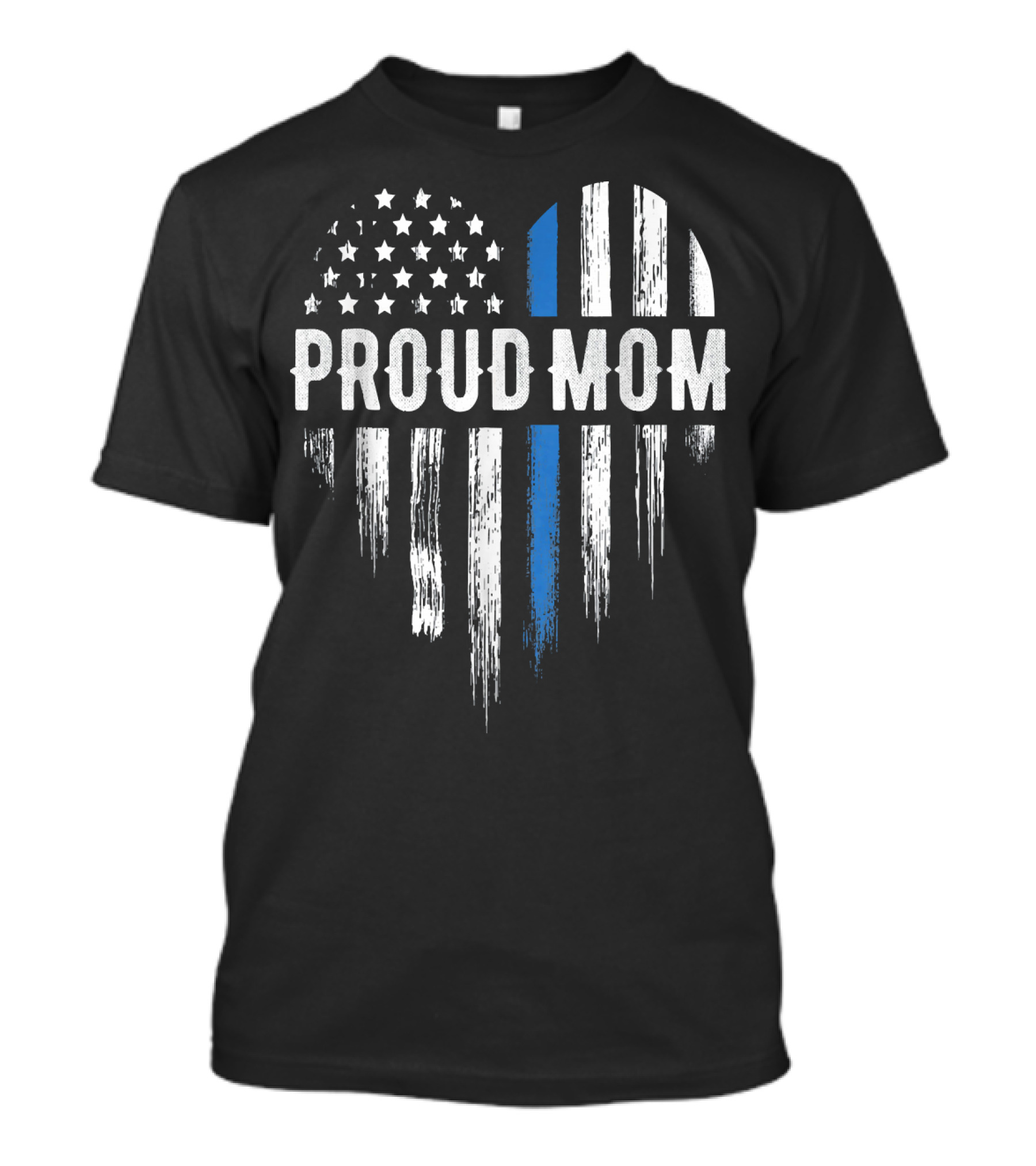 Proud Mom Thin Blue Line Heart Police Badge Flag T-Shirt