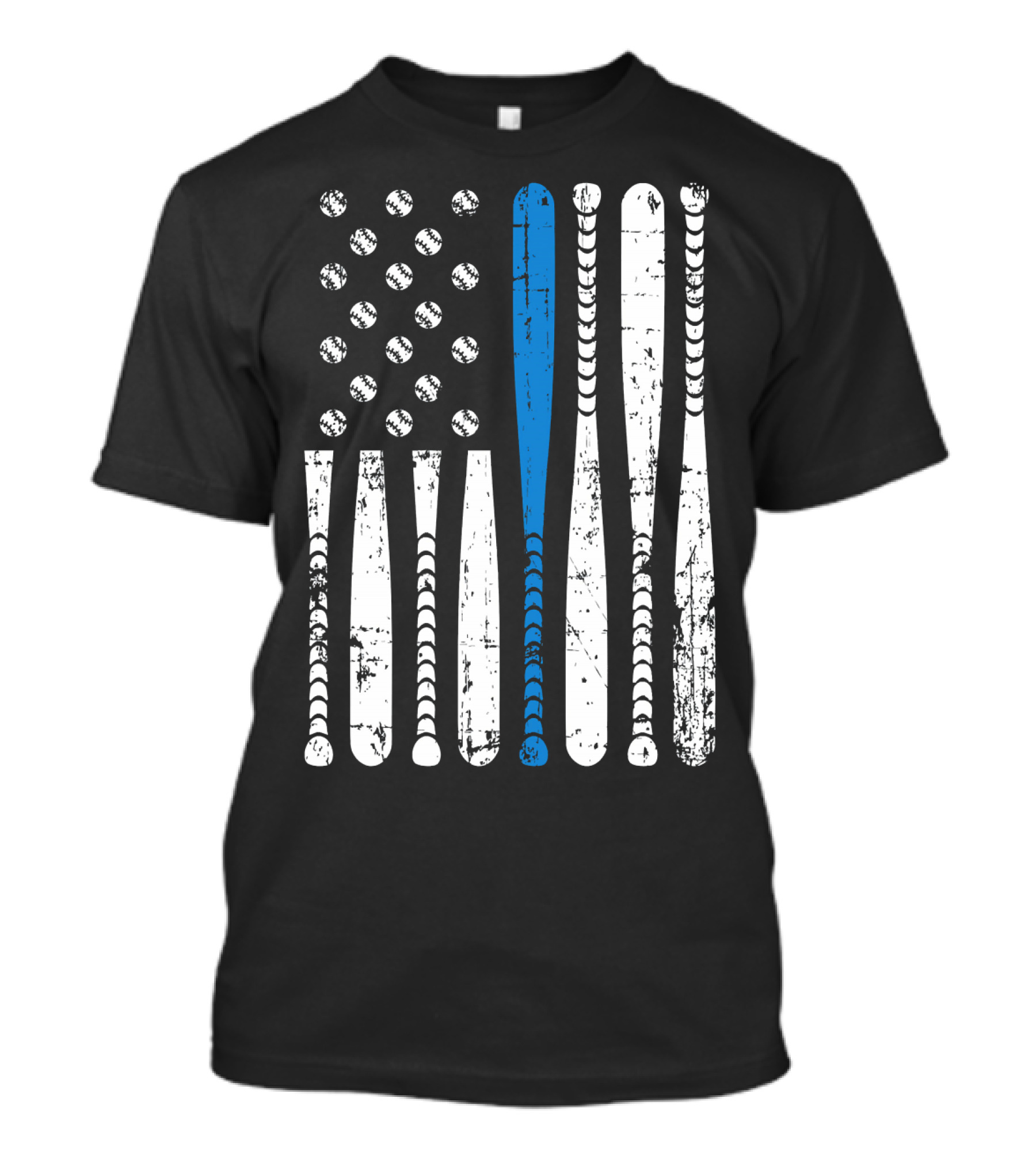 Thin Blue Line Baseball Bats USA Flag Police Support T-Shirt