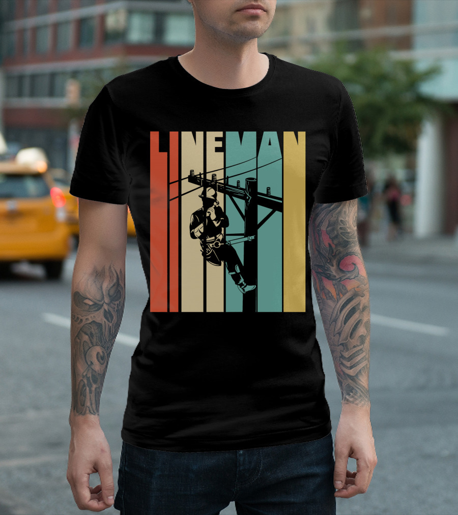 Lineman Retro Style Power Lines Worker Vintage Lineman T-Shirt