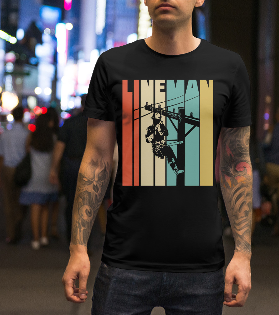 Lineman Retro Style Power Lines Worker Vintage Lineman T-Shirt