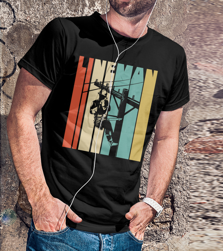 Lineman Retro Style Power Lines Worker Vintage Lineman T-Shirt