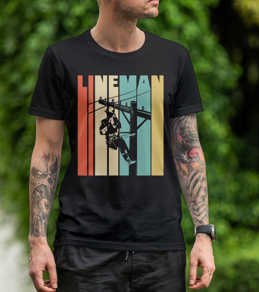 Lineman Retro Style Power Lines Worker Vintage Lineman T-Shirt