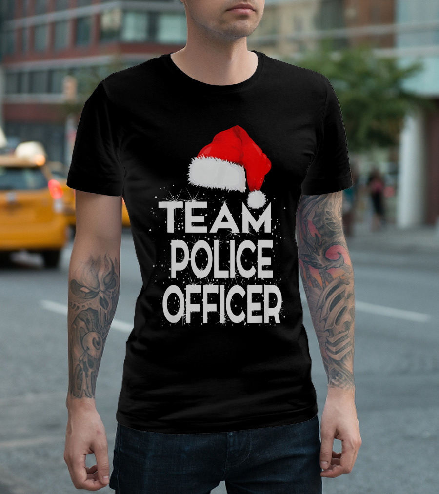 Team Police Officer Santa Hat Christmas T-Shirt