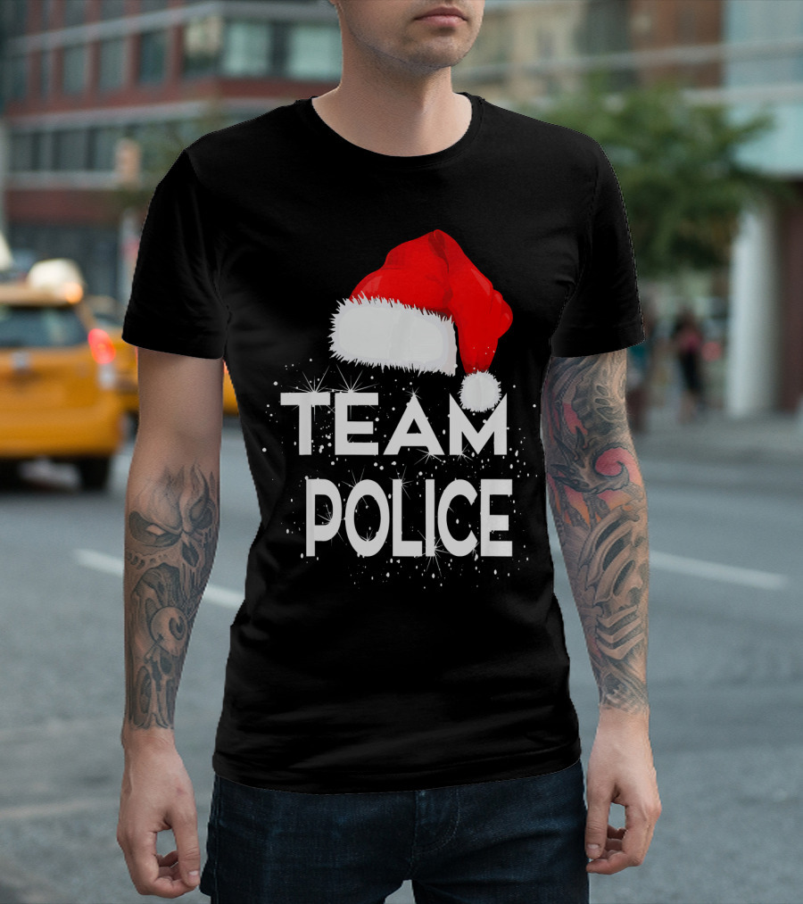 Team Police Santa Hat Holiday Sparkle T-Shirt