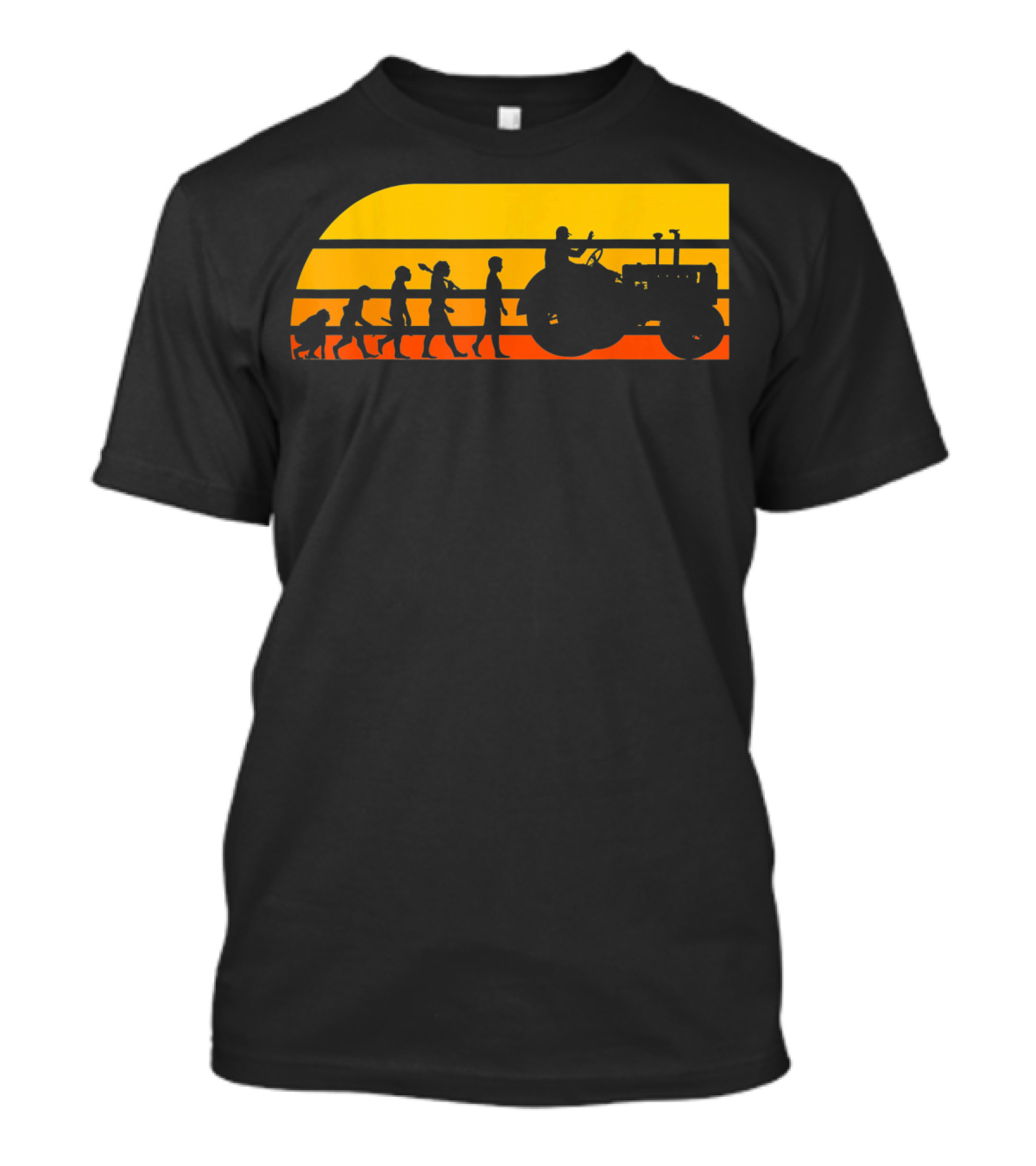 Evolution Of Man To Tractor Driver Sunset T-Shirt