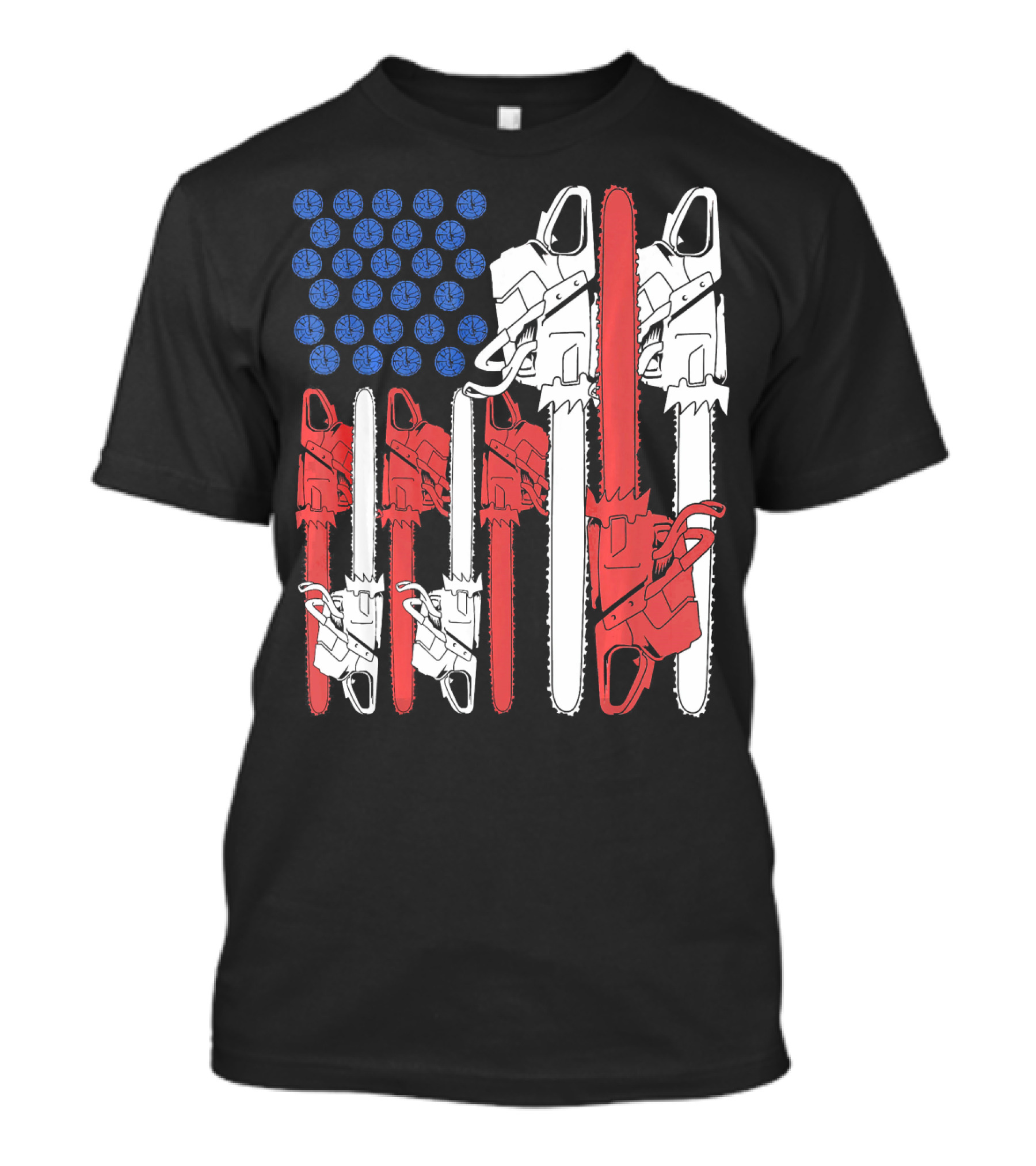 Chainsaw Lumberjack Woodworking Flag T-Shirt