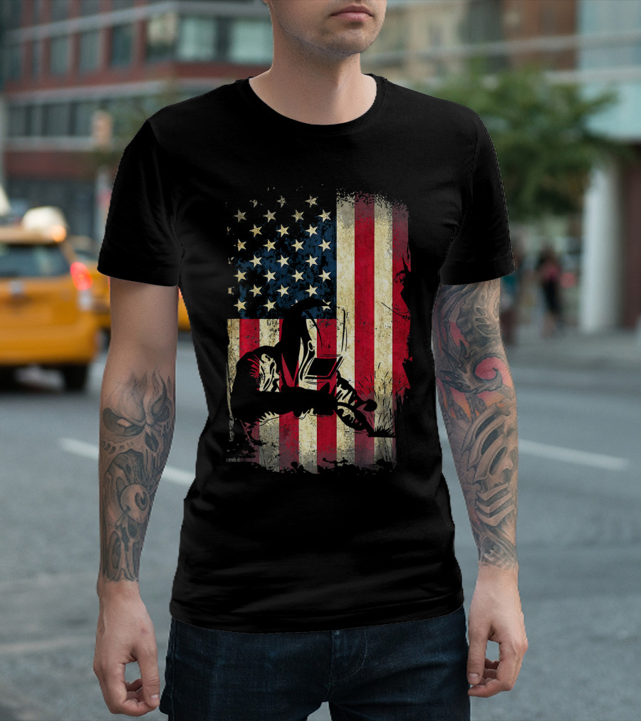 Welder American Flag Welding Patriotic T-Shirt