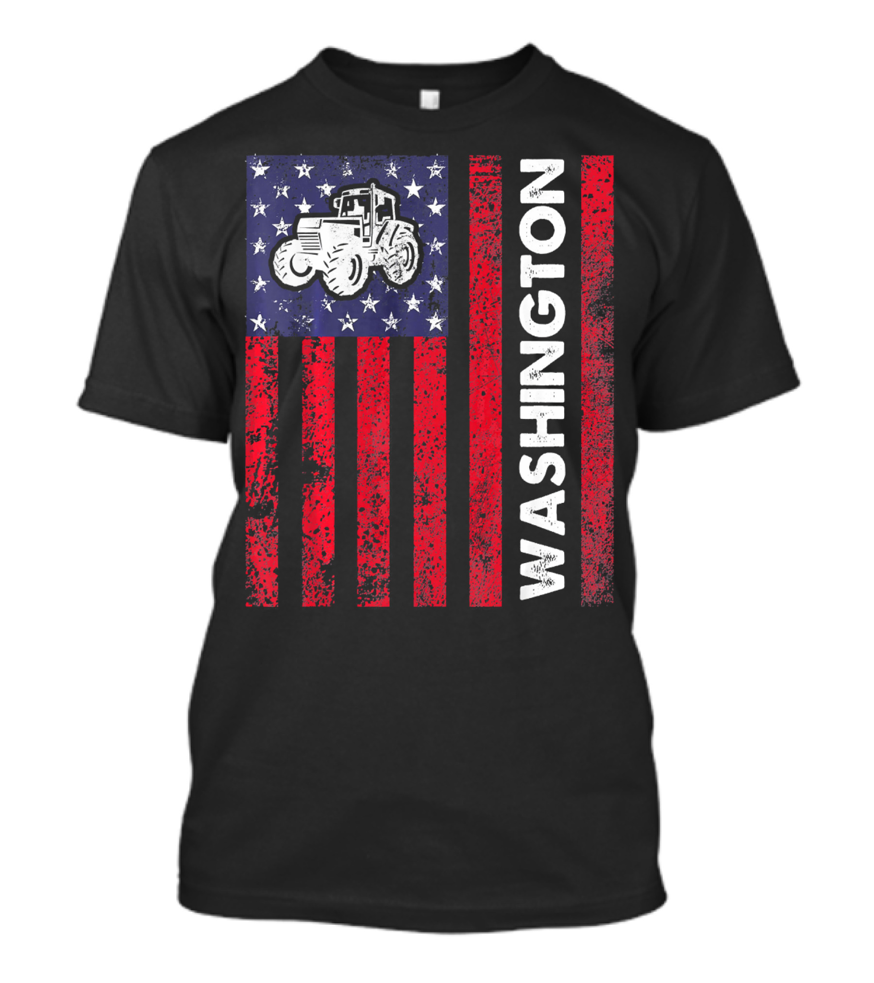 Washington Farmer Tractor USA Flag Patriotic Wit T-Shirt