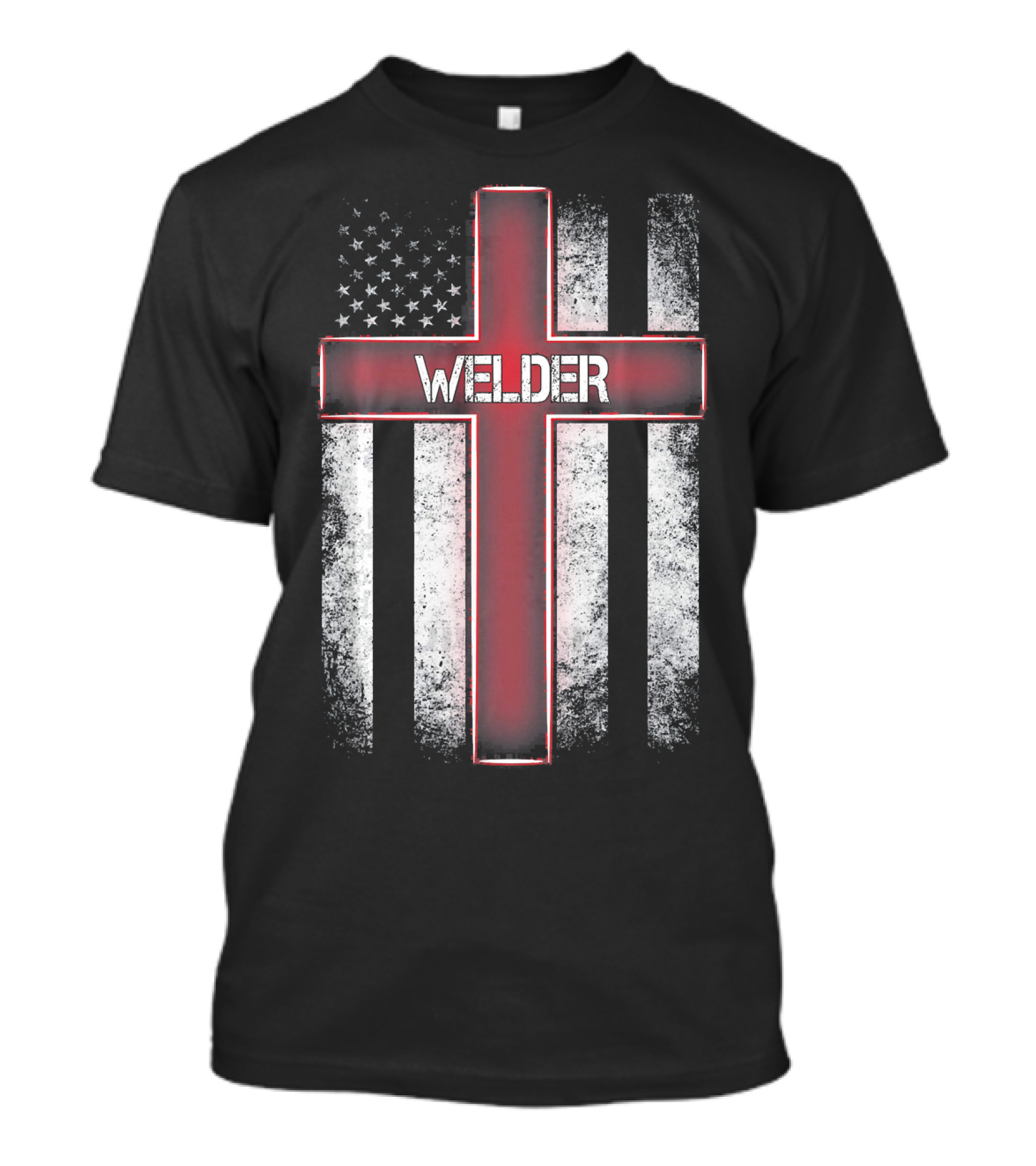 Welder American Flag Cross Patriotic T-Shirt