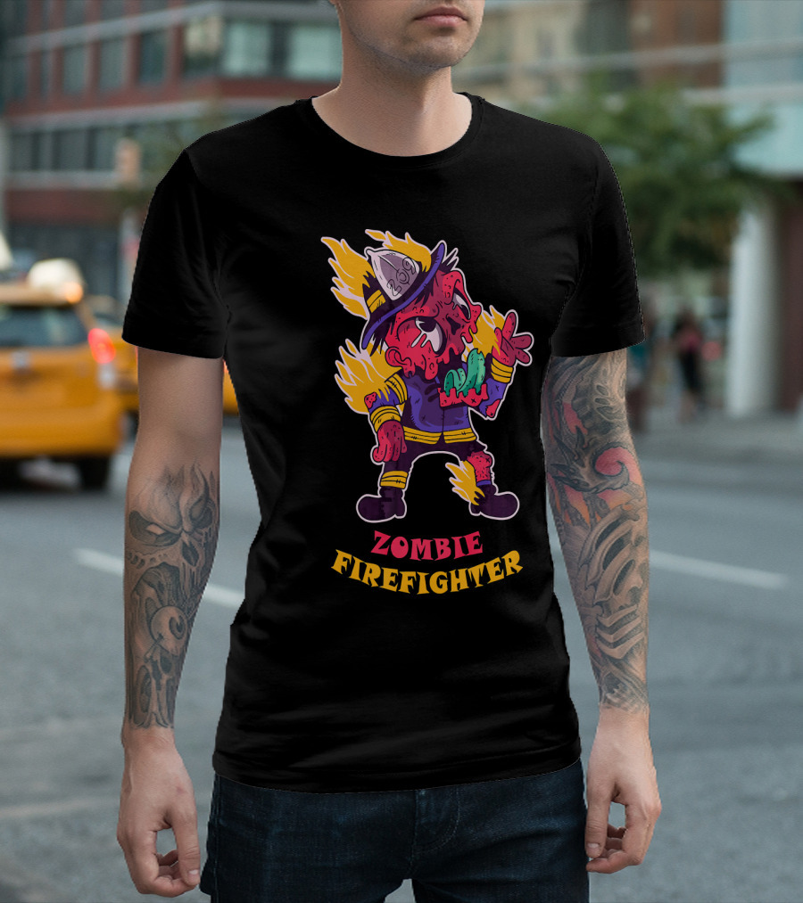 Zombie Firefighter American Firemen Halloween Horror T-Shirt