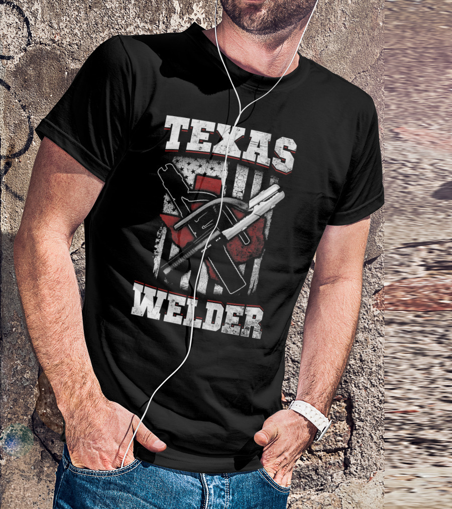 Texas Welder Longsleeve American Flag Welding Tools T-Shirt