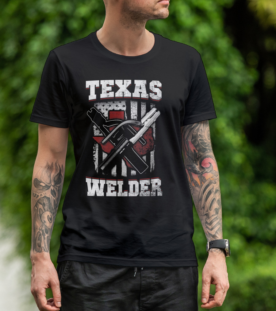 Texas Welder Longsleeve American Flag Welding Tools T-Shirt