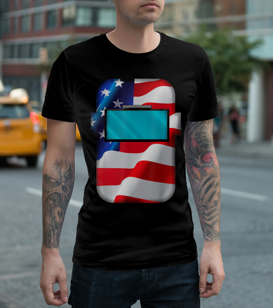 Welding Hood American Flag Welding T-Shirt