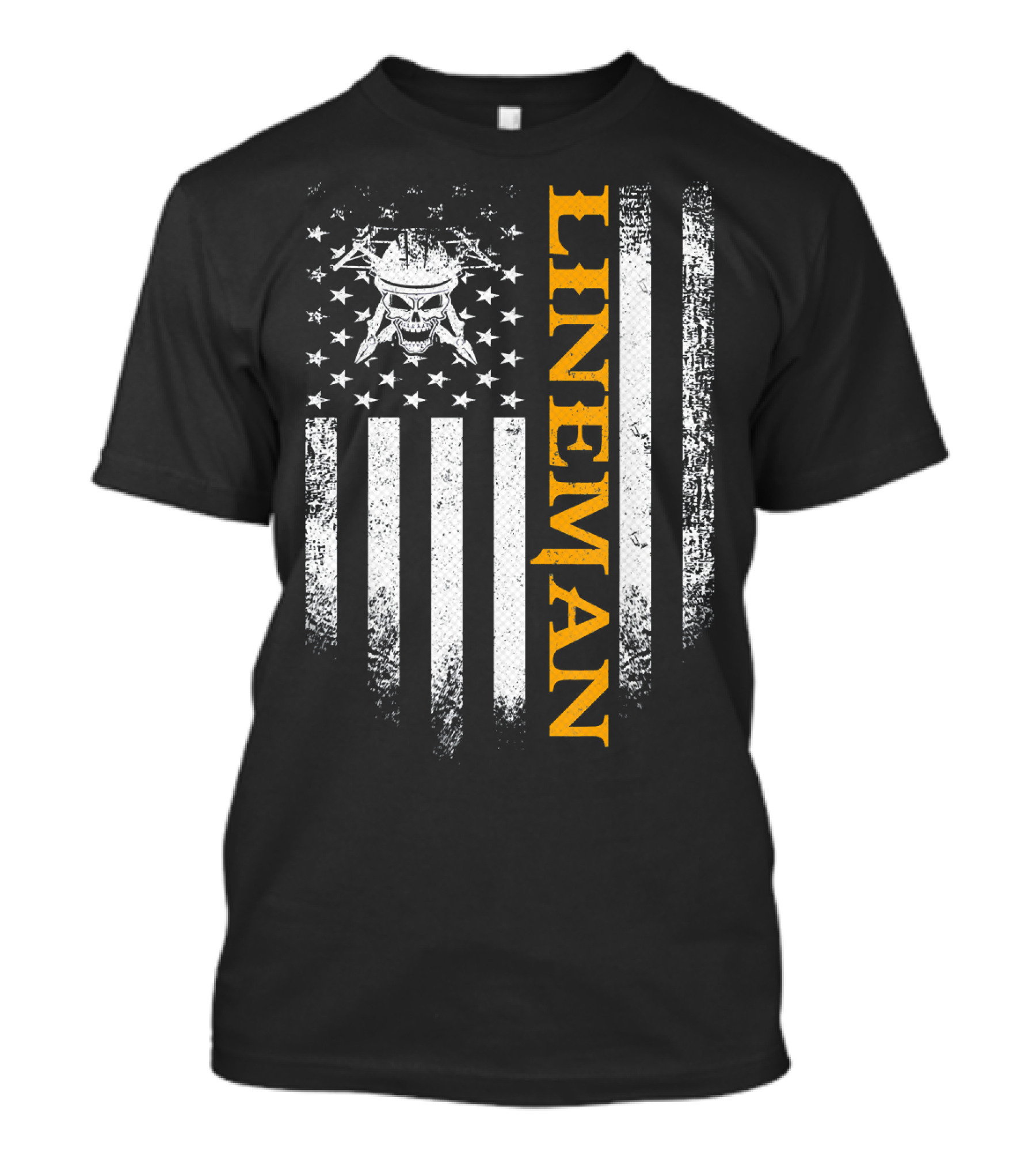 Lineman Skull American Flag Vintage USA Patriotic T-Shirt