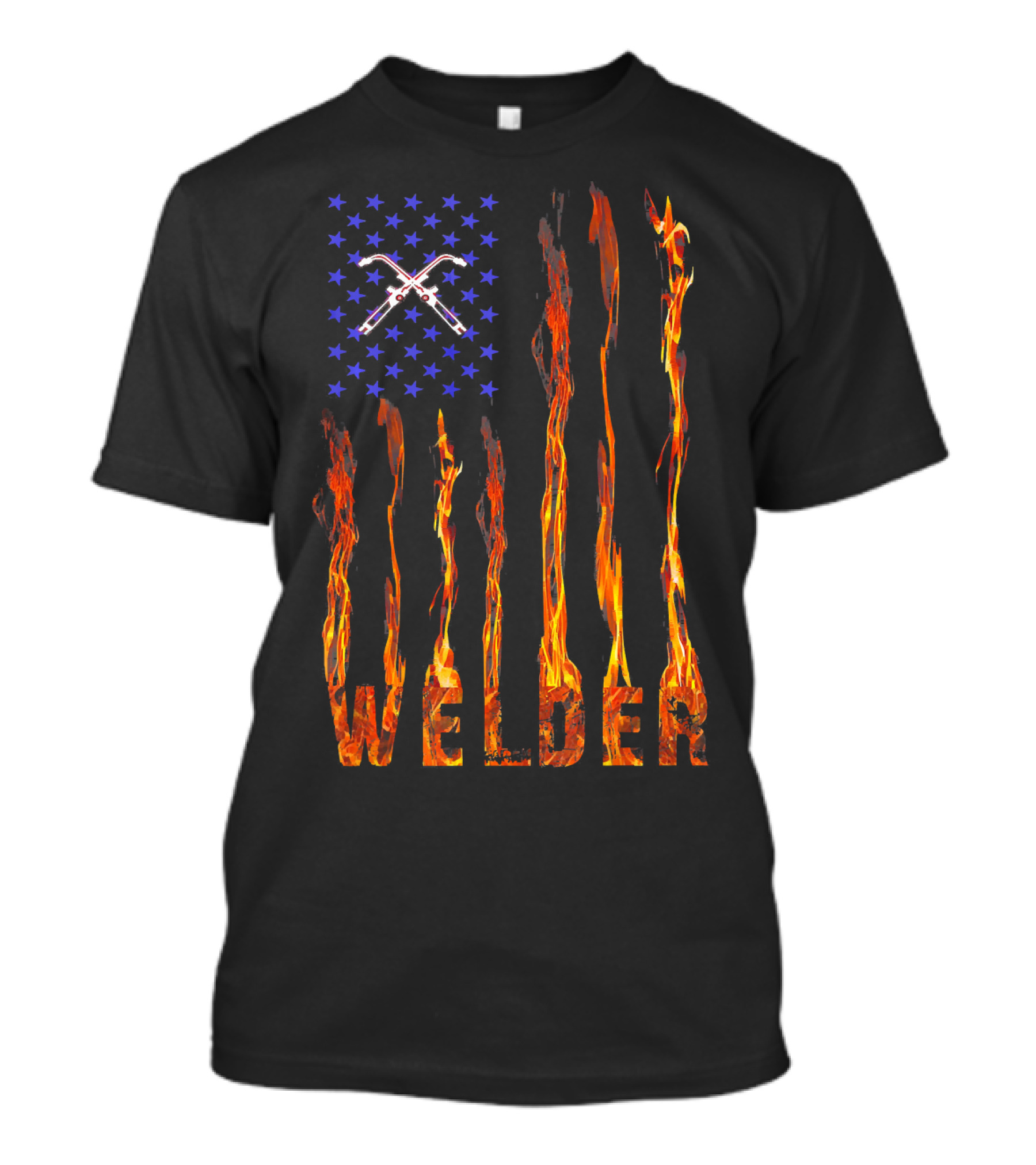 Welder American Flag USA Patriotic Welder Fire T-Shirt