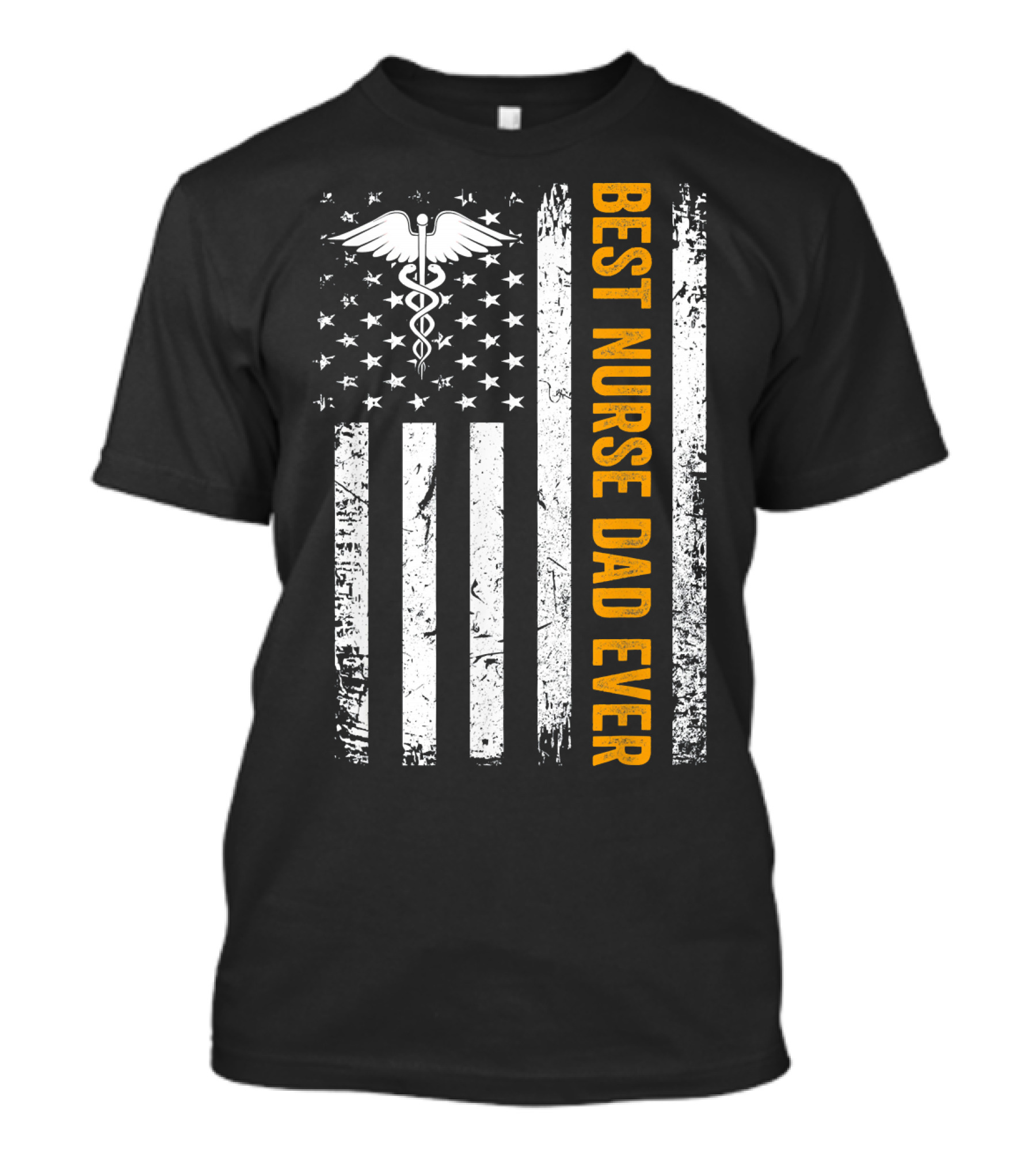 Best Nurse Dad Ever American Flag Caduceus Vintage USA T-Shirt