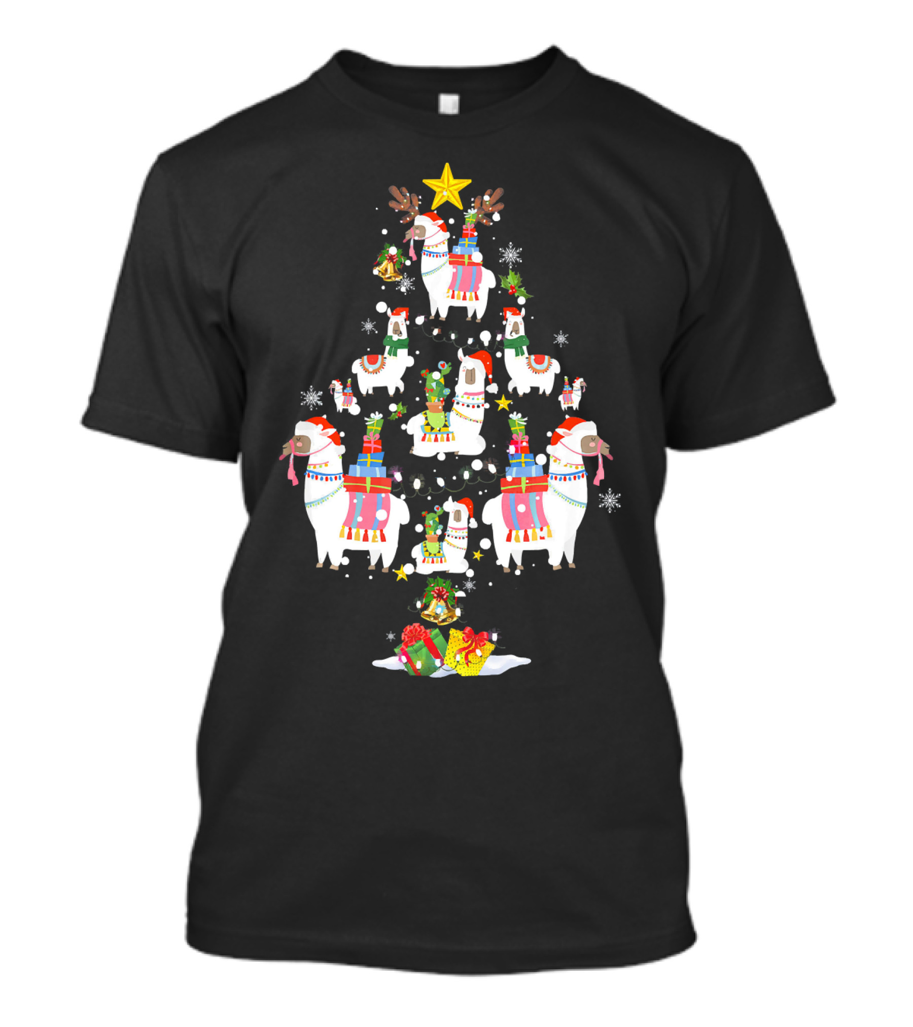 Nurse Llama Christmas Tree Lights Holiday Gifts T-Shirt
