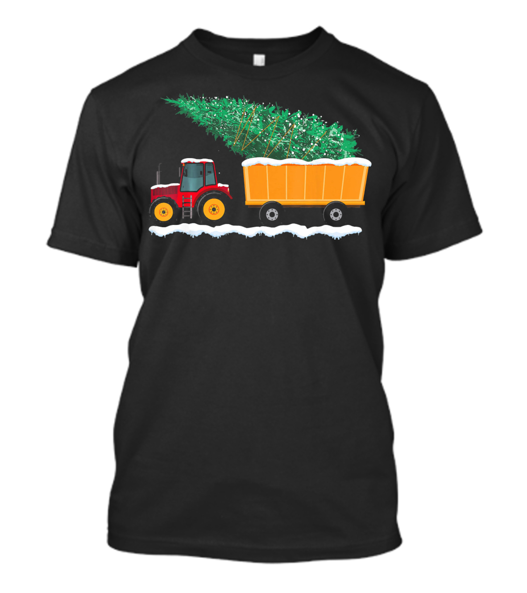 Vintage Tractor Hauling Big Christmas Tree Wagon T-Shirt