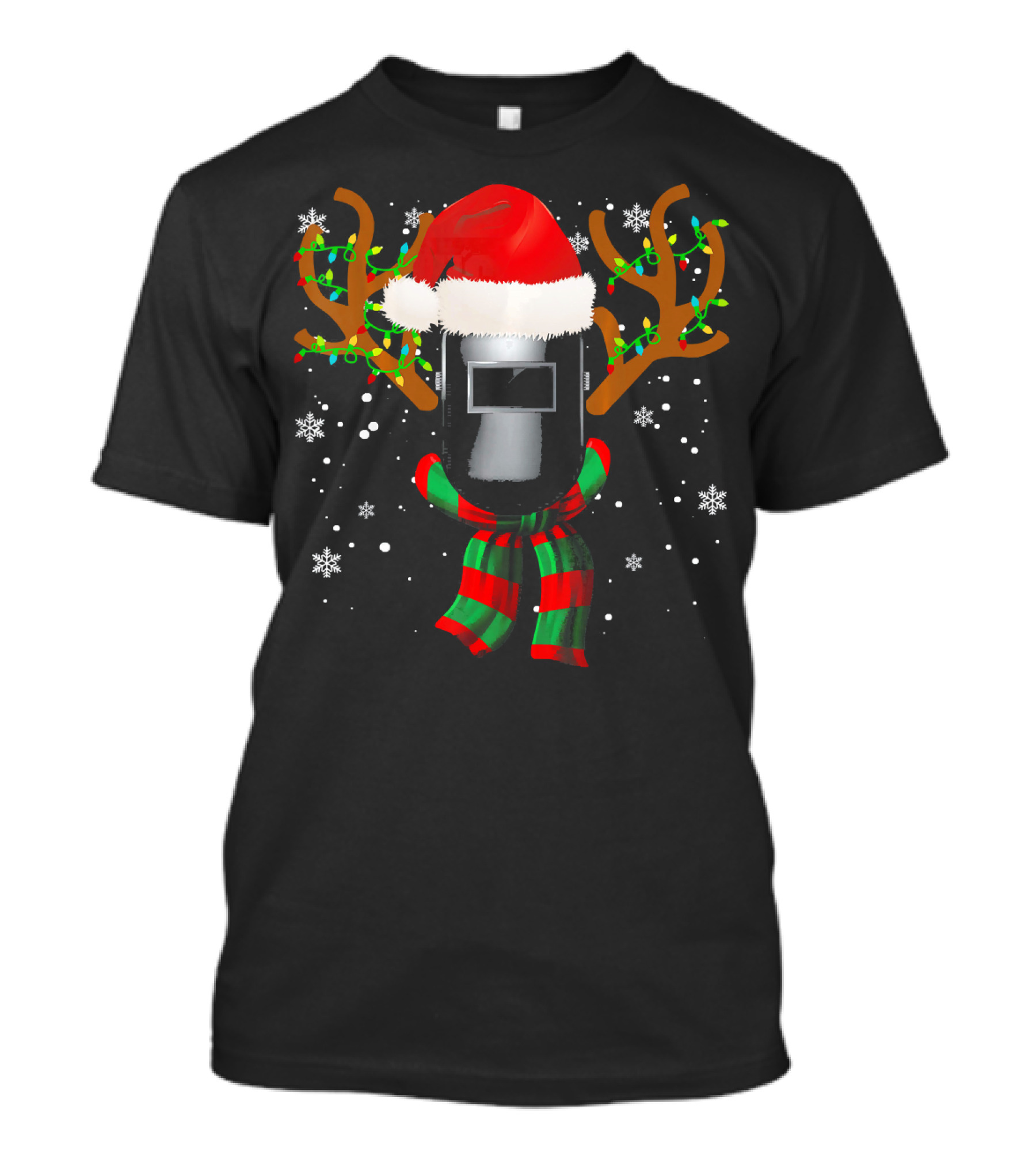 Welder Reindeer Santa Hat Christmas Welding Mask Festive Humor T-Shirt