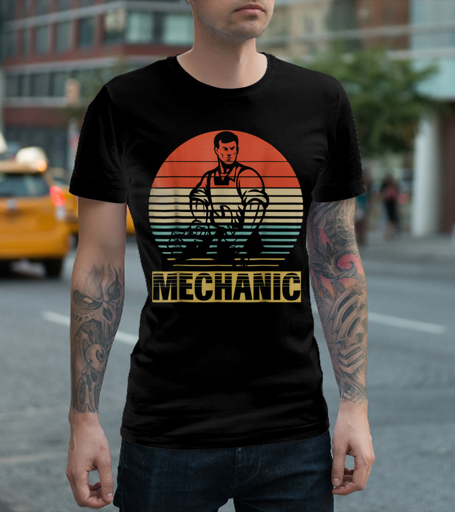 Vintage Mechanic Retro Sunset T-Shirt
