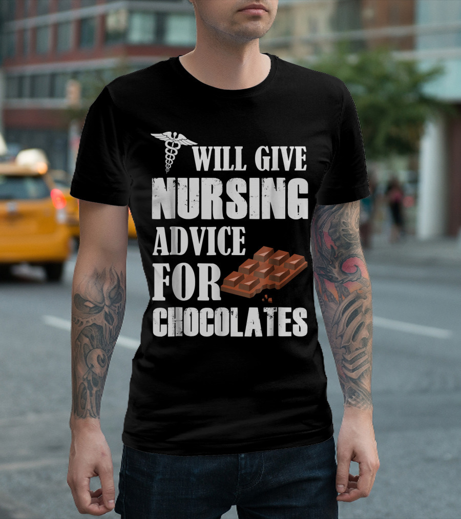 Will Give Nursing Advice for Chocolates Caduceus Symbol Chocolate Bar T-Shirt