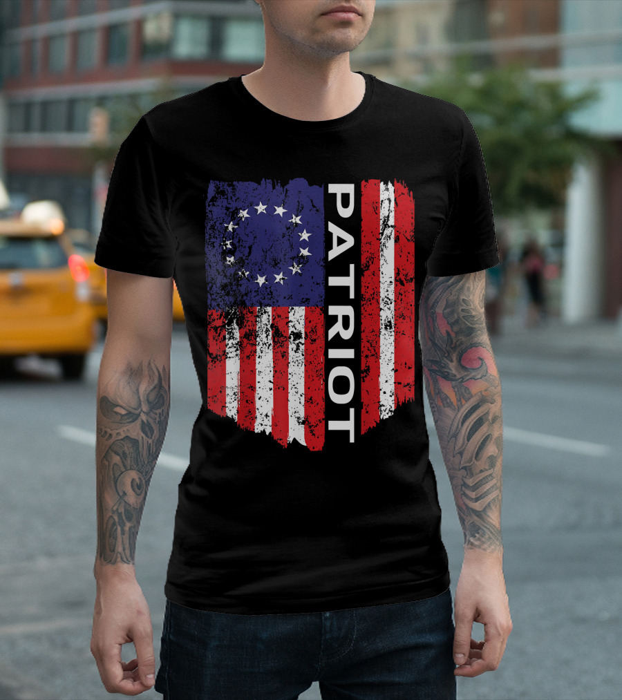 Betsy Ross Flag 1776 Vintage Patriotic Patriot Ame T-Shirt