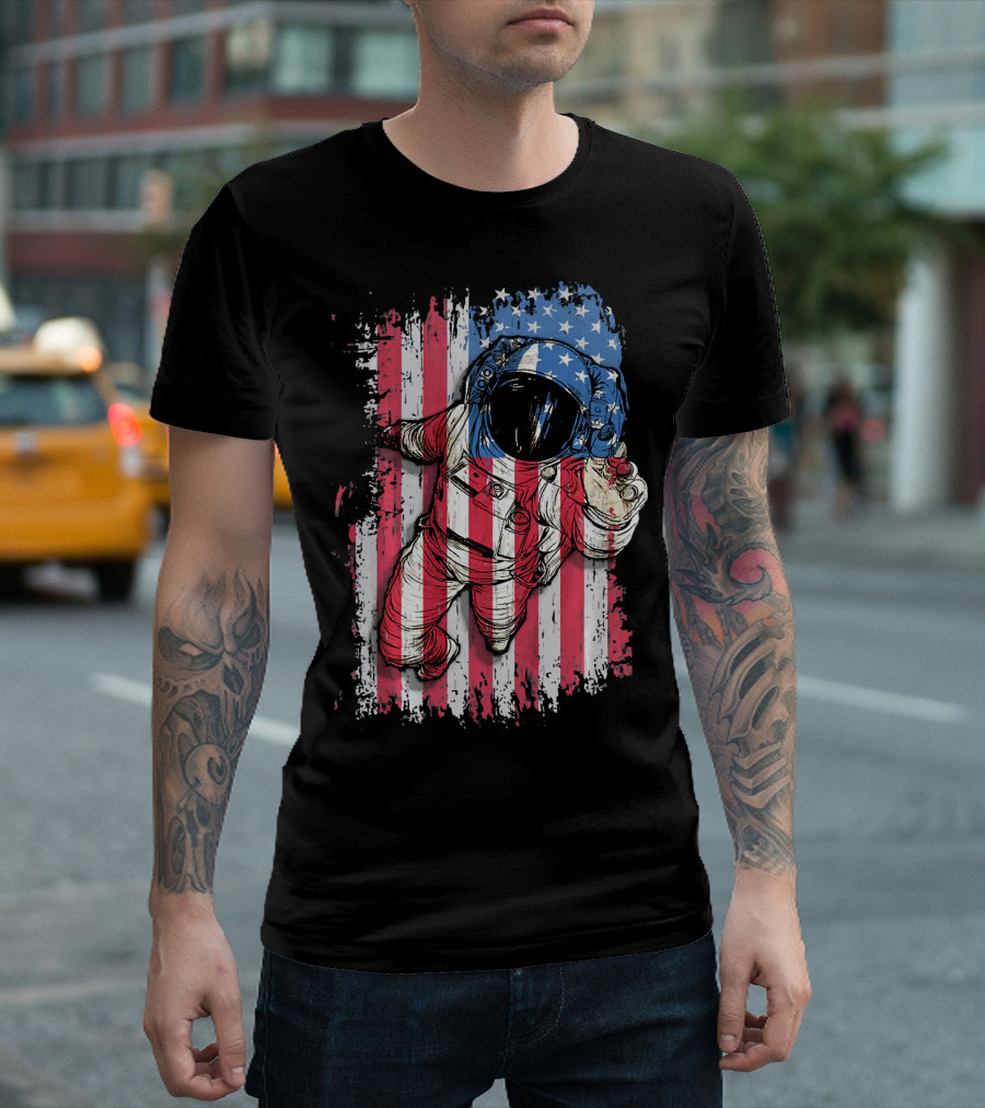 American Flag Astronaut USA Patriot T-Shirt