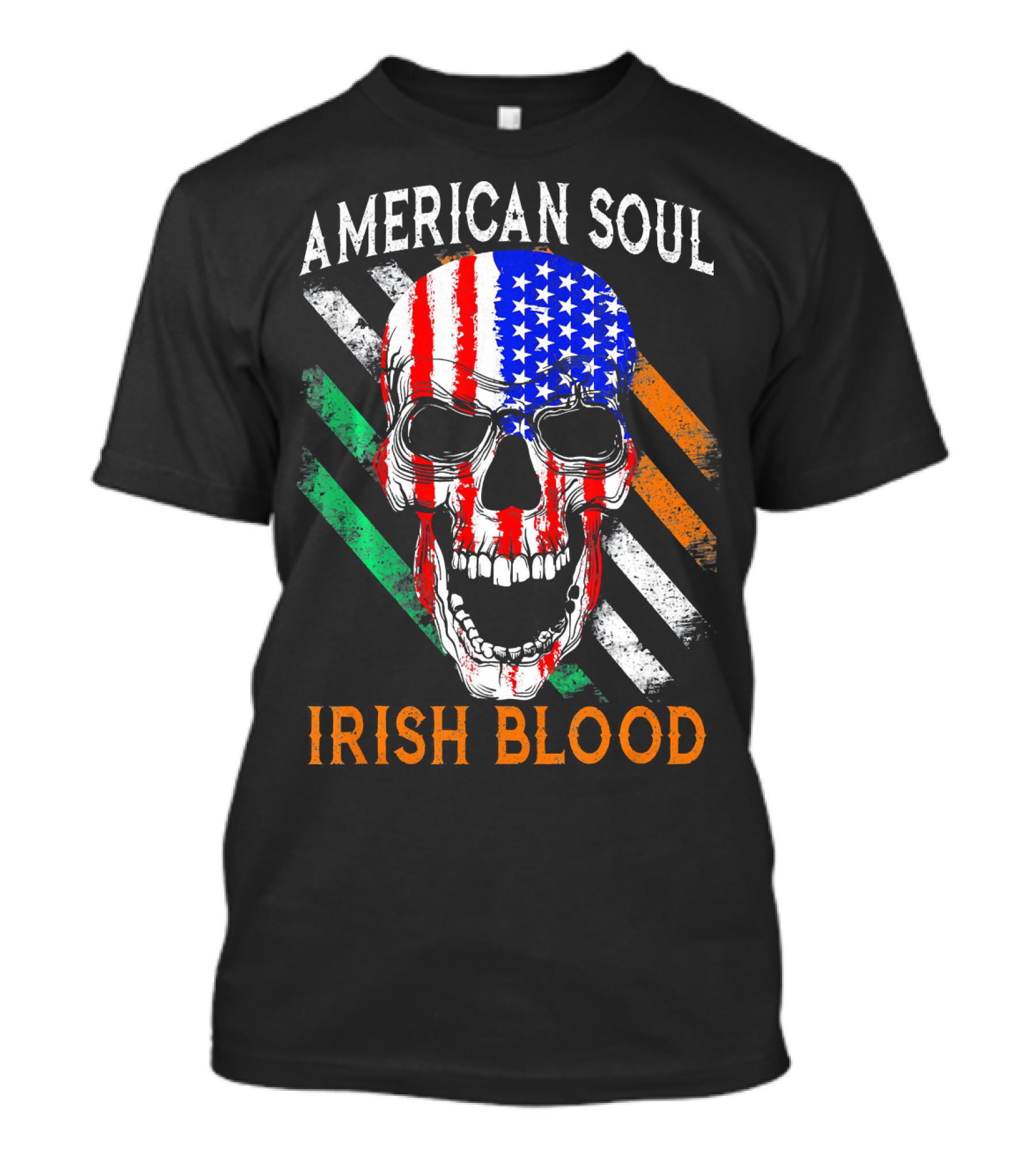 American Soul Irish Blood Skull With Flag Stripes T-Shirt