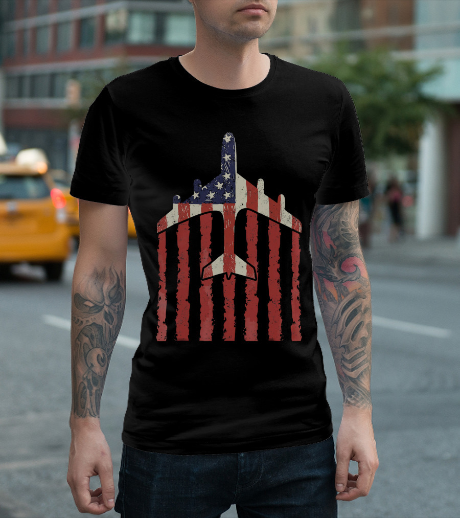 American Flag Air Force Pilot Vintage Jet T-Shirt