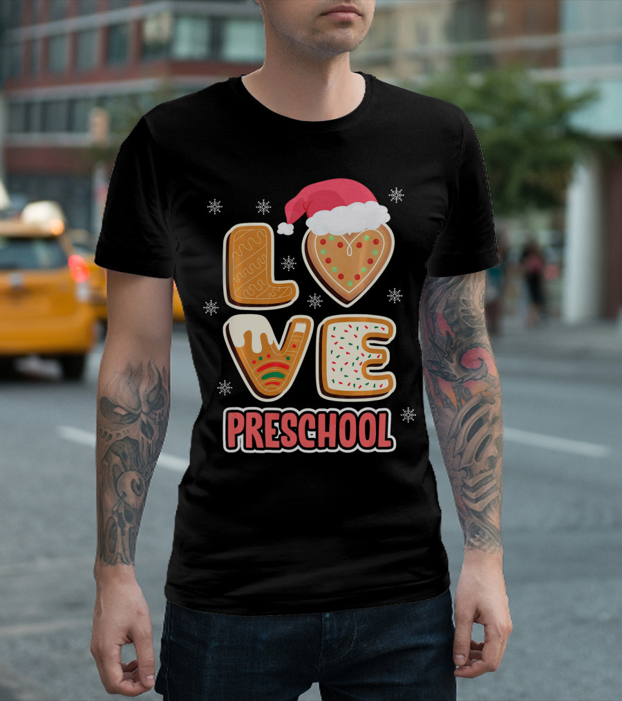 Love Christmas Preschool Teacher Gingerbread T-Shirt