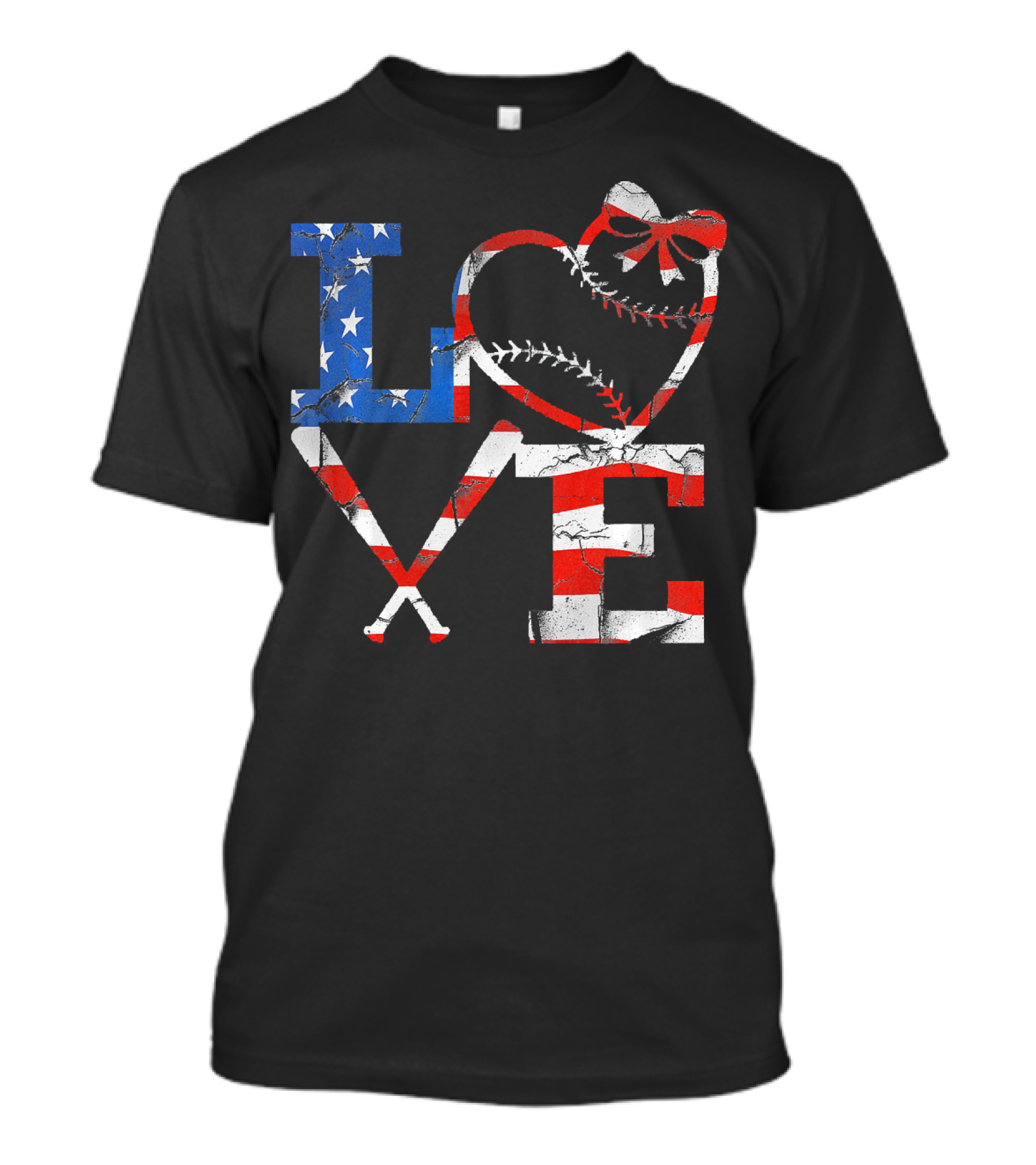 LOVE 4th Of July Baseball USA Patriot Merica T-Shirt