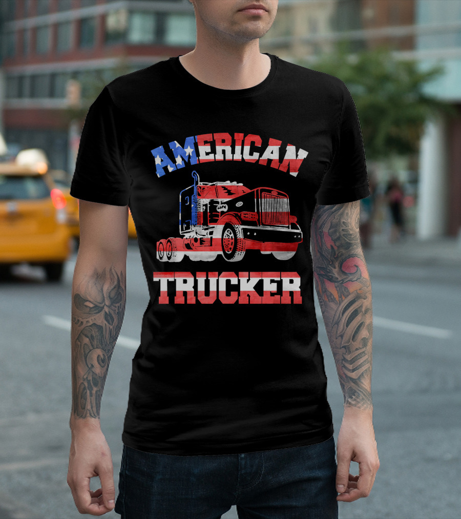 American Trucker Patriotic Truck Driver T-Shirt