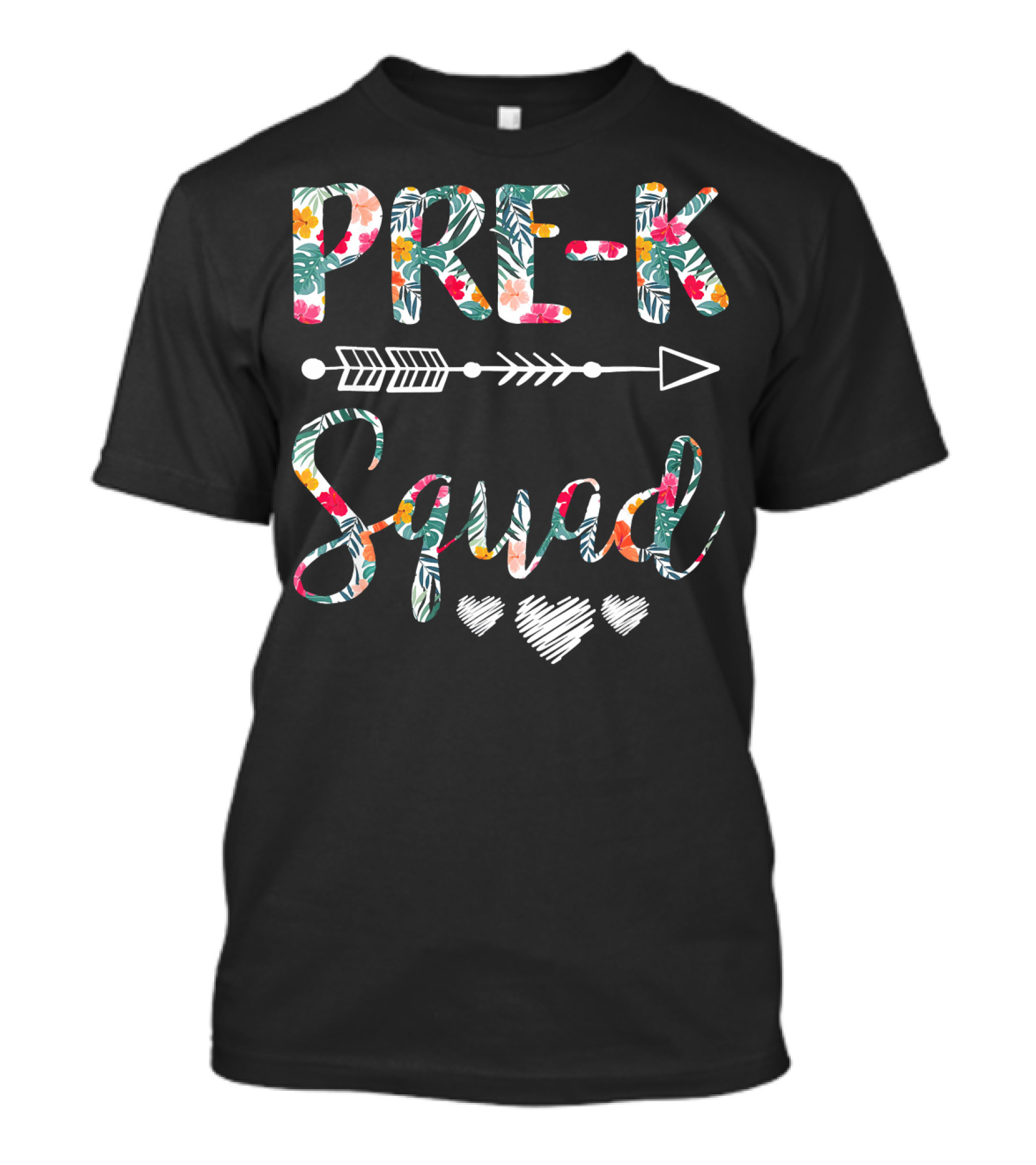 Pre-K Squad Teacher Preschool Arrow Hearts Floral T-Shirt