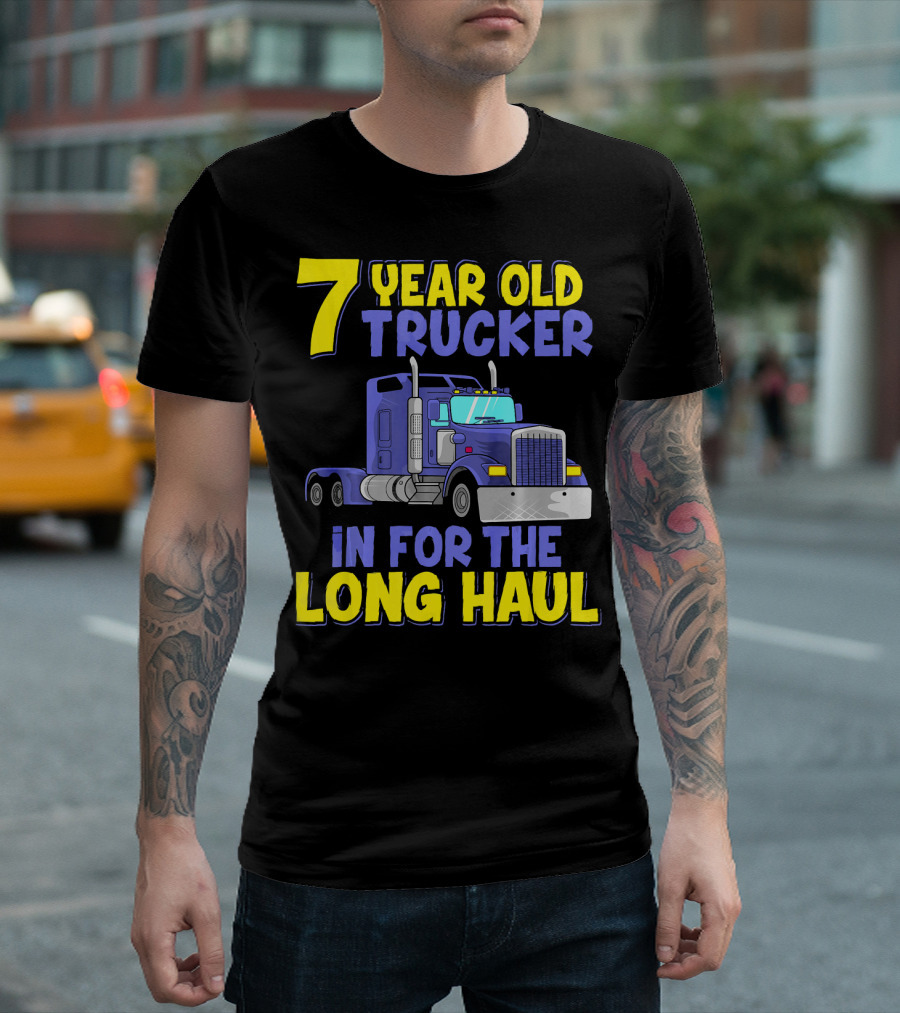 7 Year Old Trucker In for the Long Haul T-Shirt