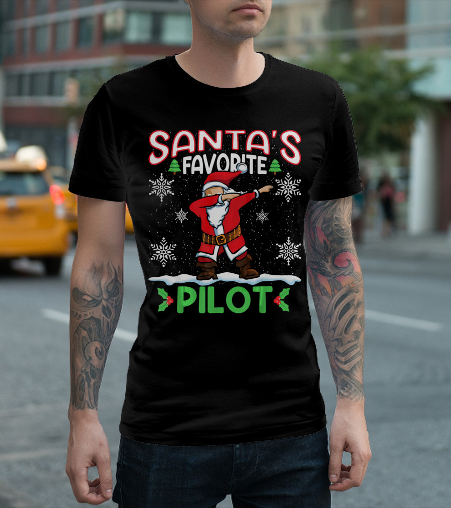 Santa's Favorite Dab Pilot Christmas Snowflakes T-Shirt