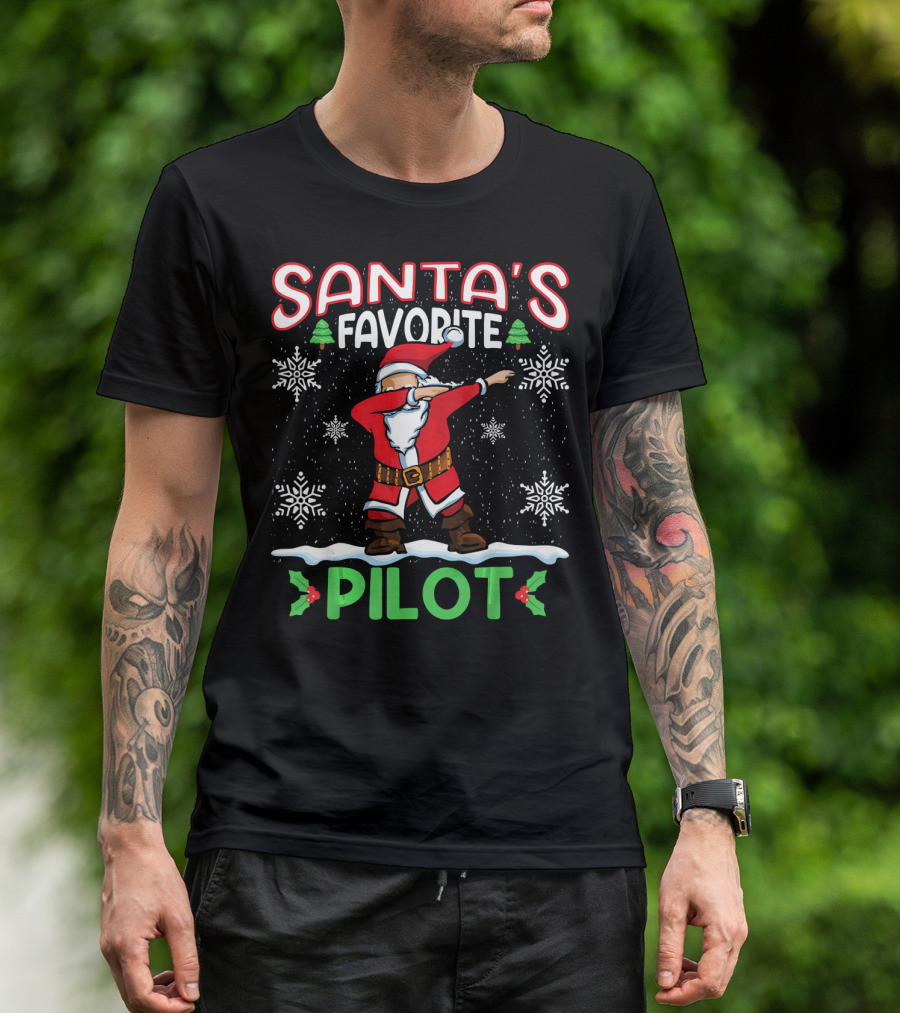 Santa's Favorite Dab Pilot Christmas Snowflakes T-Shirt