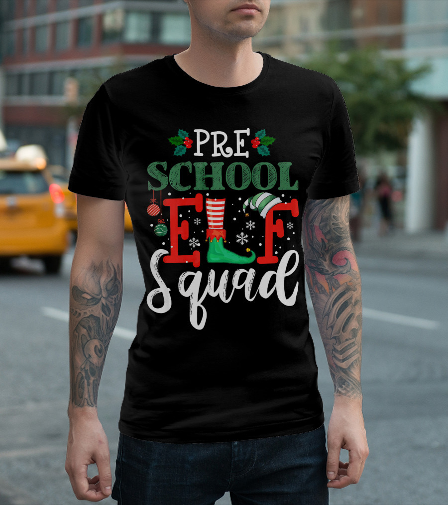 Pre School Elf Squad Christmas Teacher T-Shirt